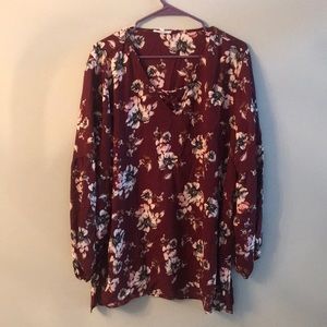 Burgundy floral blouse